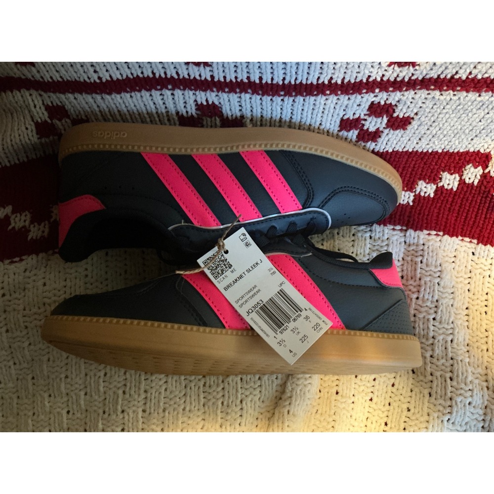 Adidas Breaknet Sleek J Carbon Lucid Pink Gum Sole Sneakers JQ3053 Size 4 US